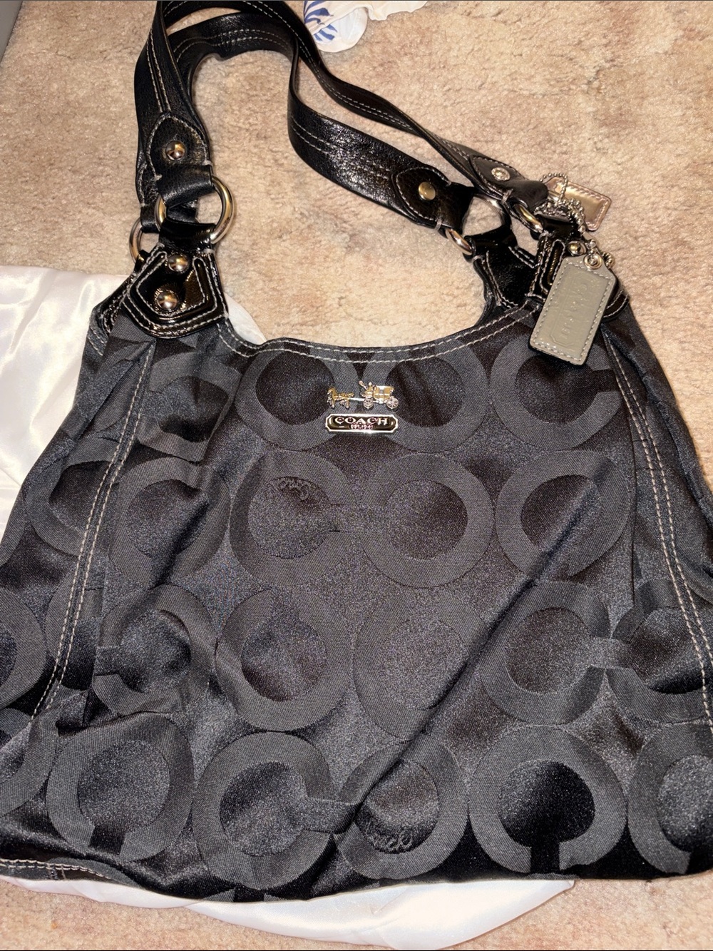 Coach Maggie Jacquard Shoulder Bag with Leather Trim
